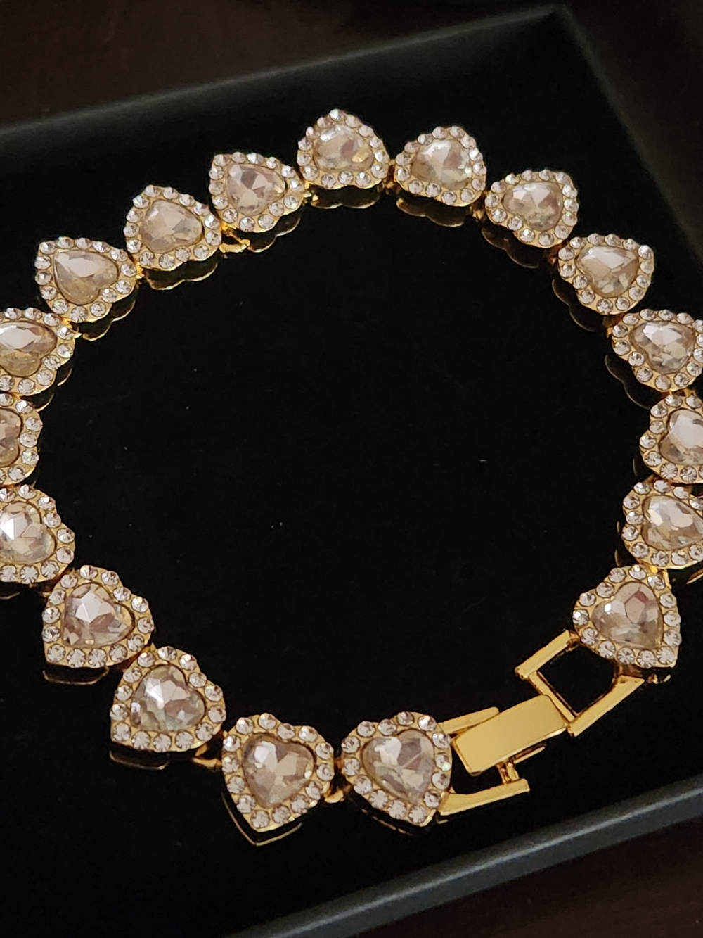 18k Gold Plated Tennis Heart Austrian Crystal Bracelet